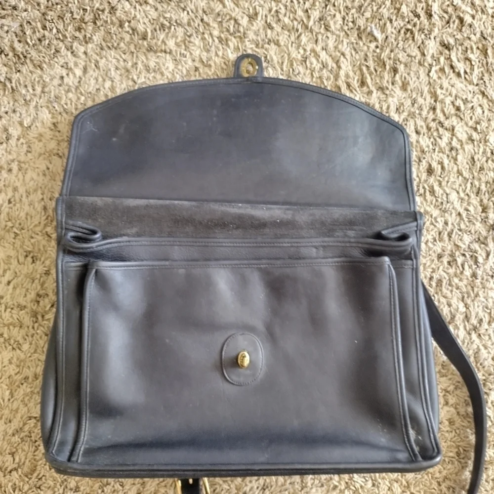 VINTAGE COACH BEEKMAN BLACK LEATHER BRIEFCASE MESSANGER SHOULDER BAG #G5C-5266
